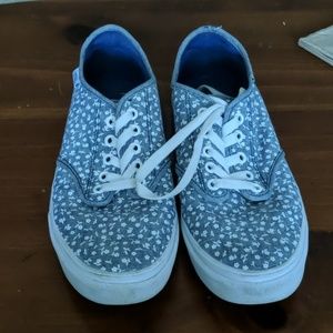 Chambray Vans with White Floral Pattern